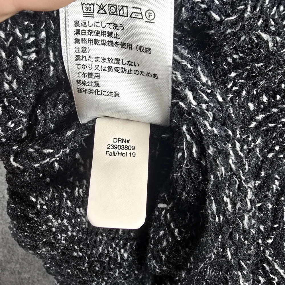 Eddie‎ Bauer Sweater Women M Long Turtleneck Black White Oversize Heavy Weight